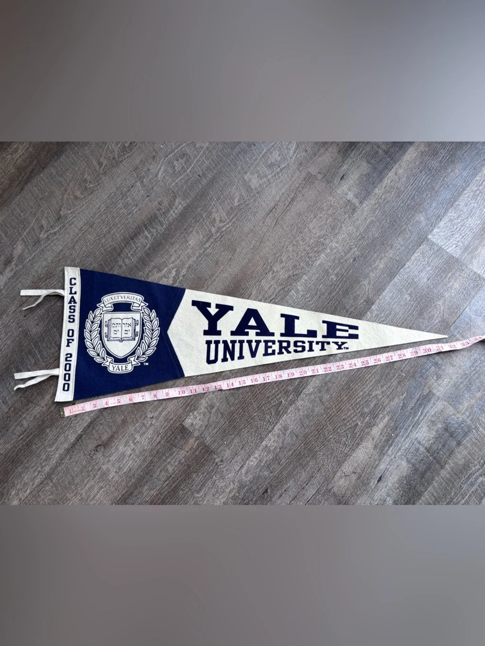 Rare! Vintage Class of 2000 Yale University Navy & White Felt Pennant
